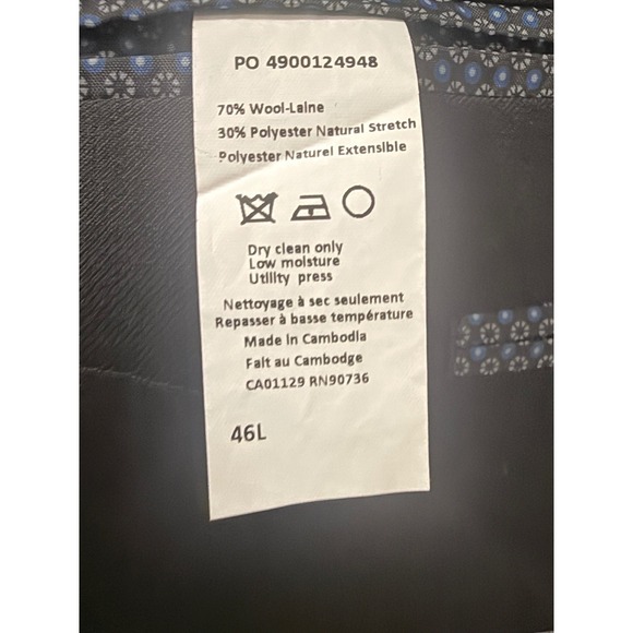 Lauren Ralph Lauren Black Wool Blend Sport Coat Blazer Mens Size 46L - Picture 9 of 9